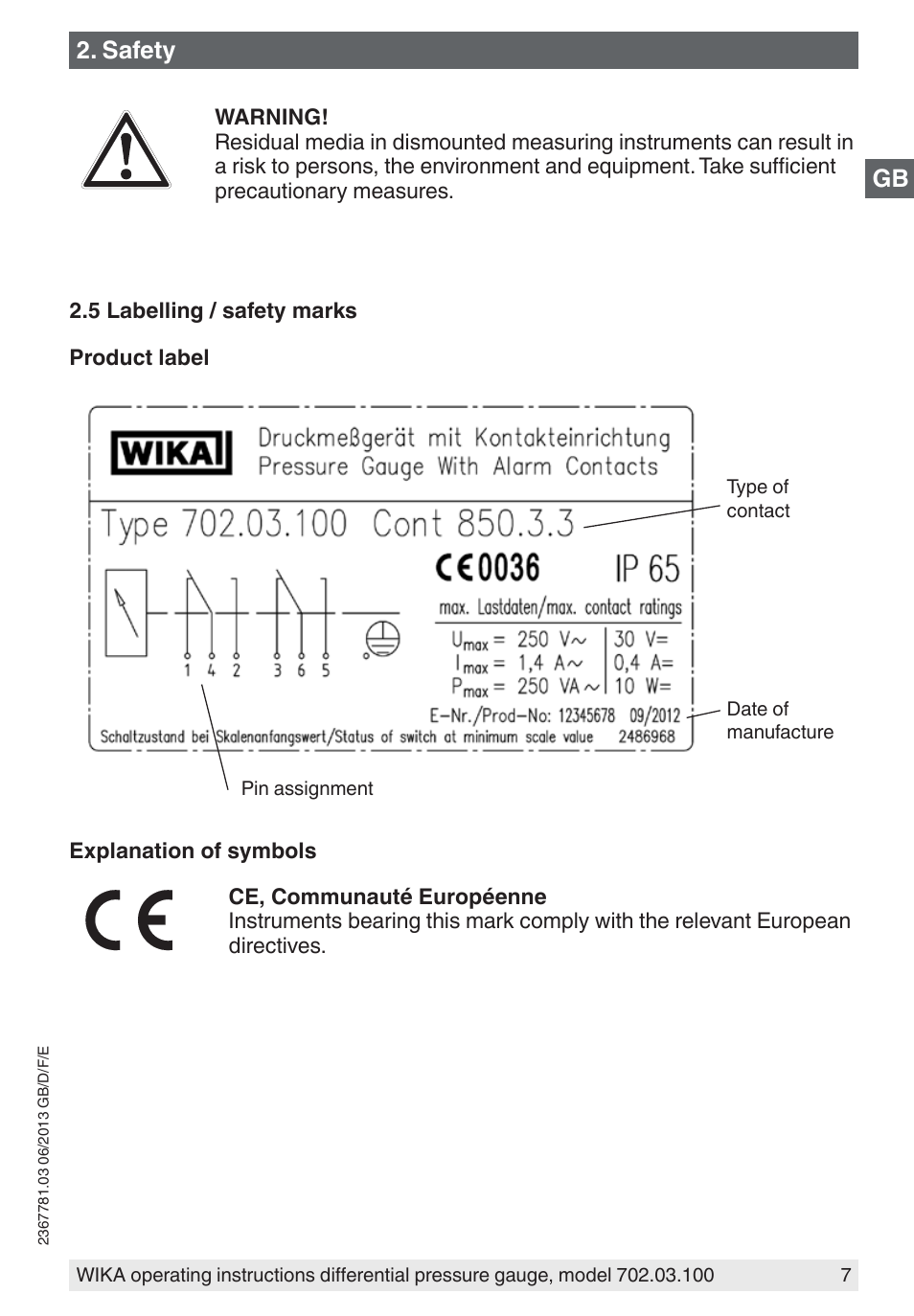 Safety | WIKA 702.03.100 User Manual | Page 7 / 72