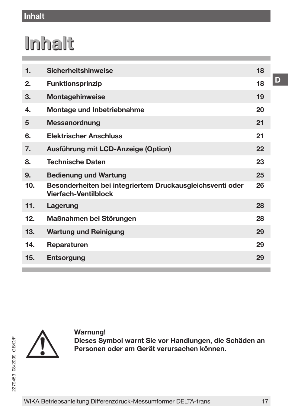 Inhalt | WIKA 891.34.2189 User Manual | Page 17 / 44