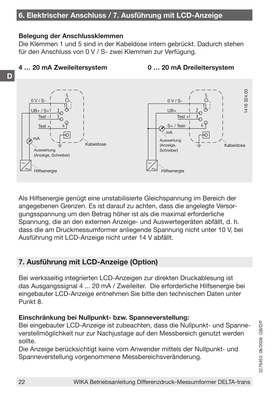 Ausführung mit lcd-anzeige (option) | WIKA 891.34.2189 User Manual | Page 22 / 44