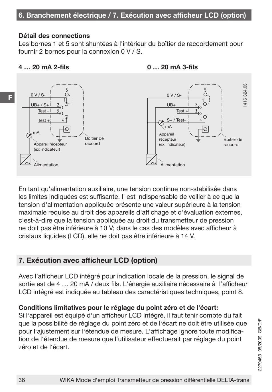 Exécution avec afficheur lcd (option) | WIKA 891.34.2189 User Manual | Page 36 / 44