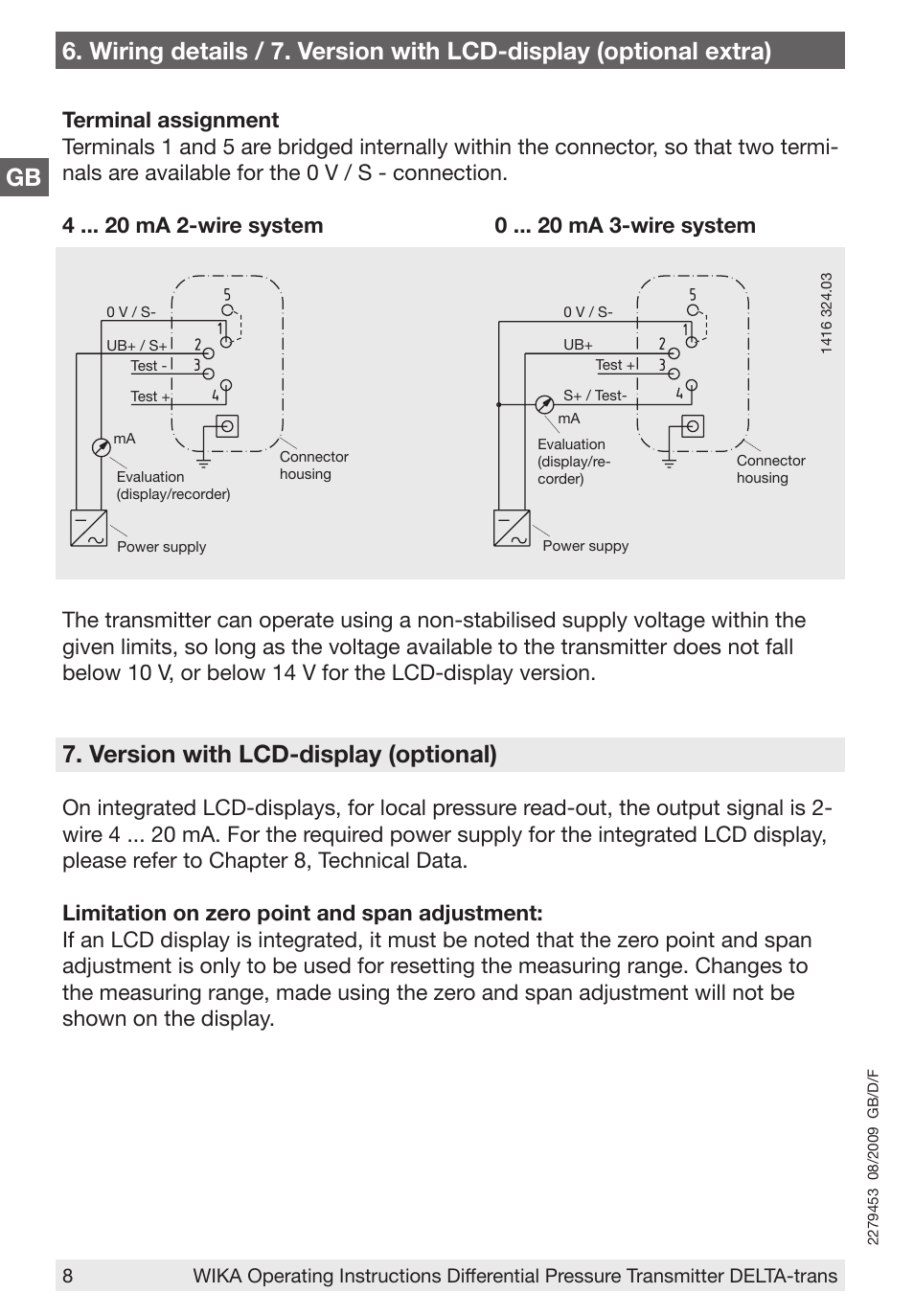 Version with lcd-display (optional) | WIKA 891.34.2189 User Manual | Page 8 / 44