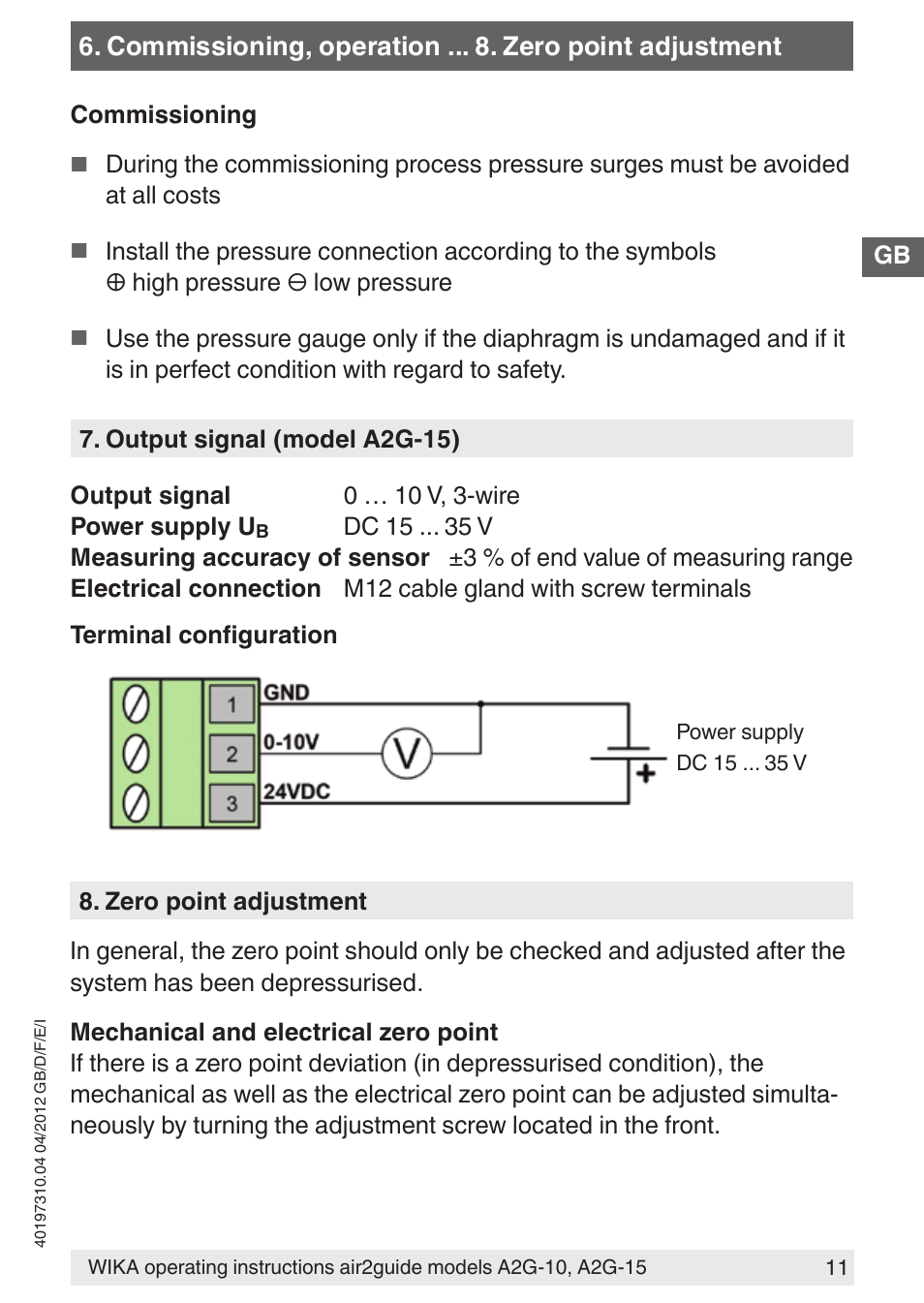 WIKA A2G-15 User Manual | Page 11 / 56