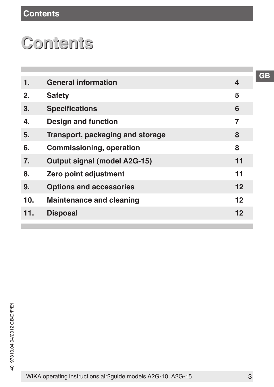 WIKA A2G-15 User Manual | Page 3 / 56