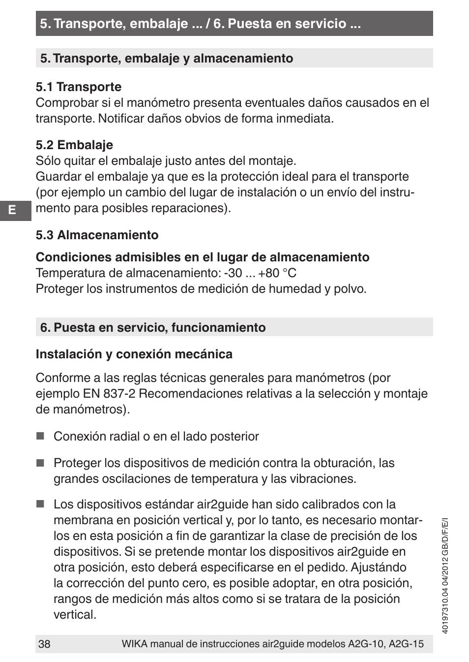 WIKA A2G-15 User Manual | Page 38 / 56