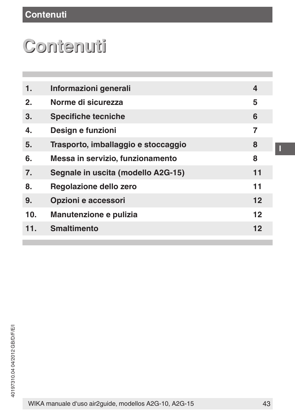 Contenuti | WIKA A2G-15 User Manual | Page 43 / 56