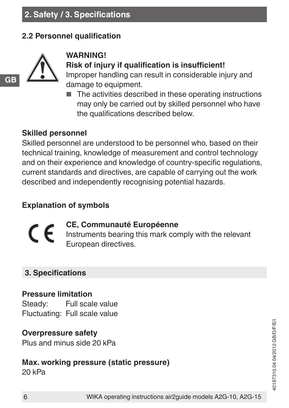 WIKA A2G-15 User Manual | Page 6 / 56