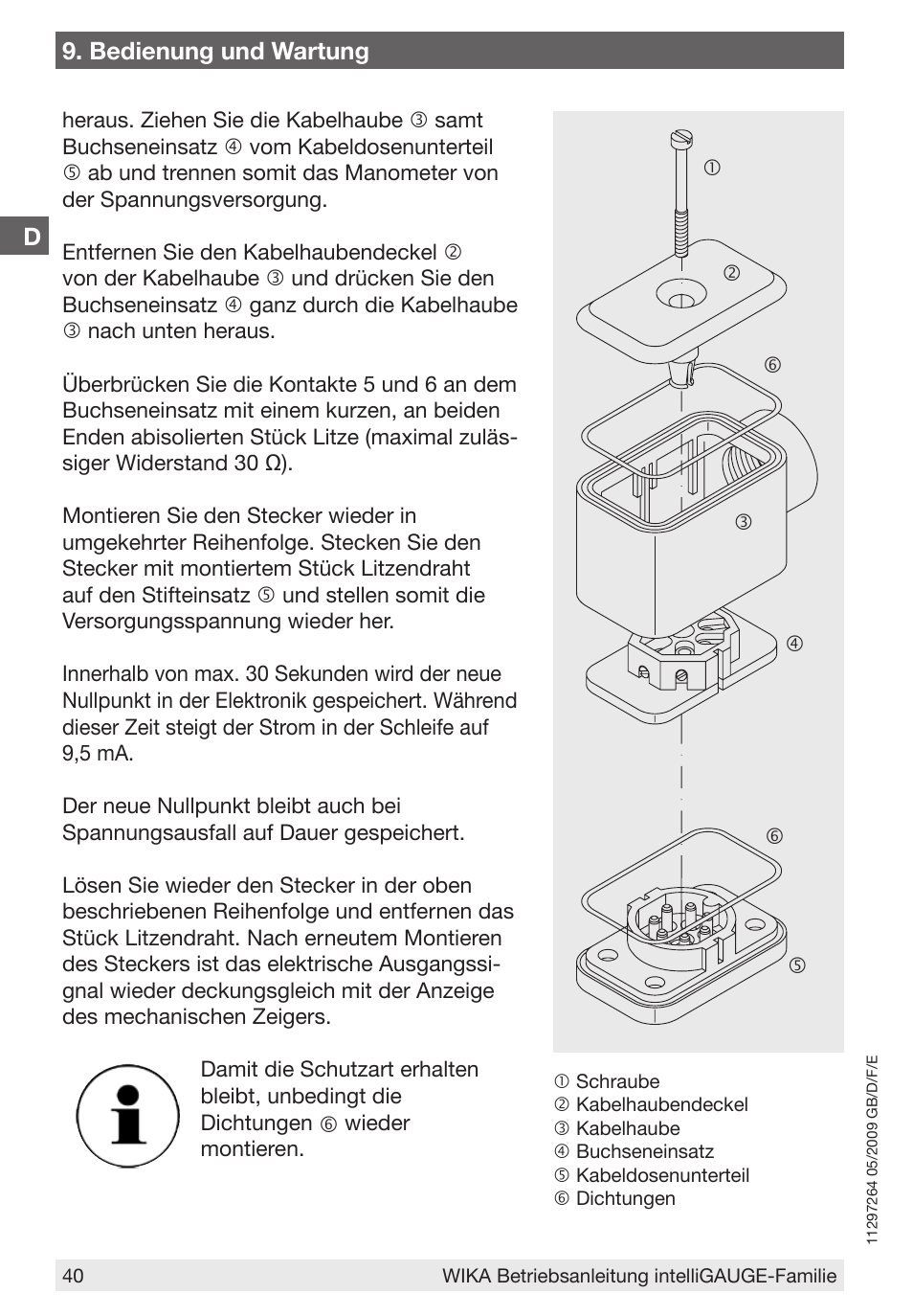 D9. bedienung und wartung | WIKA PGT43.100 User Manual | Page 40 / 88