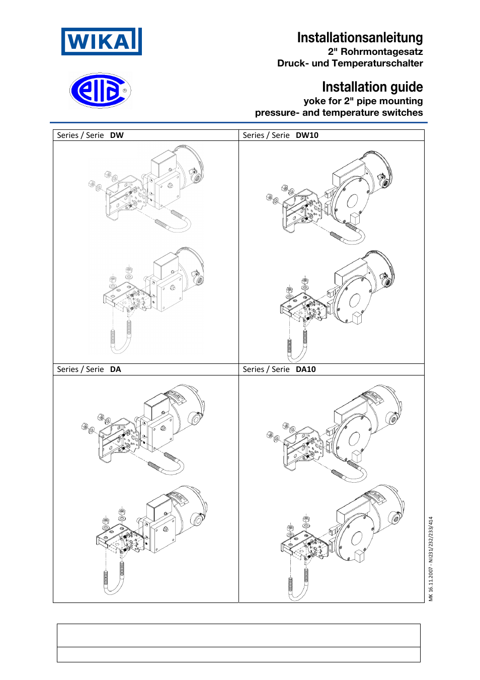 WIKA DA10 User Manual | 4 pages