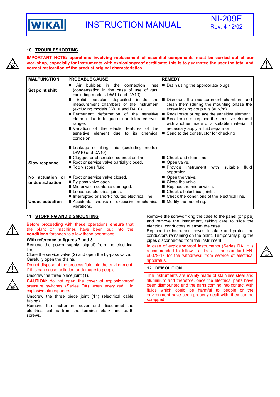 Instruction manual ni-209e | WIKA DA10 User Manual | Page 6 / 7