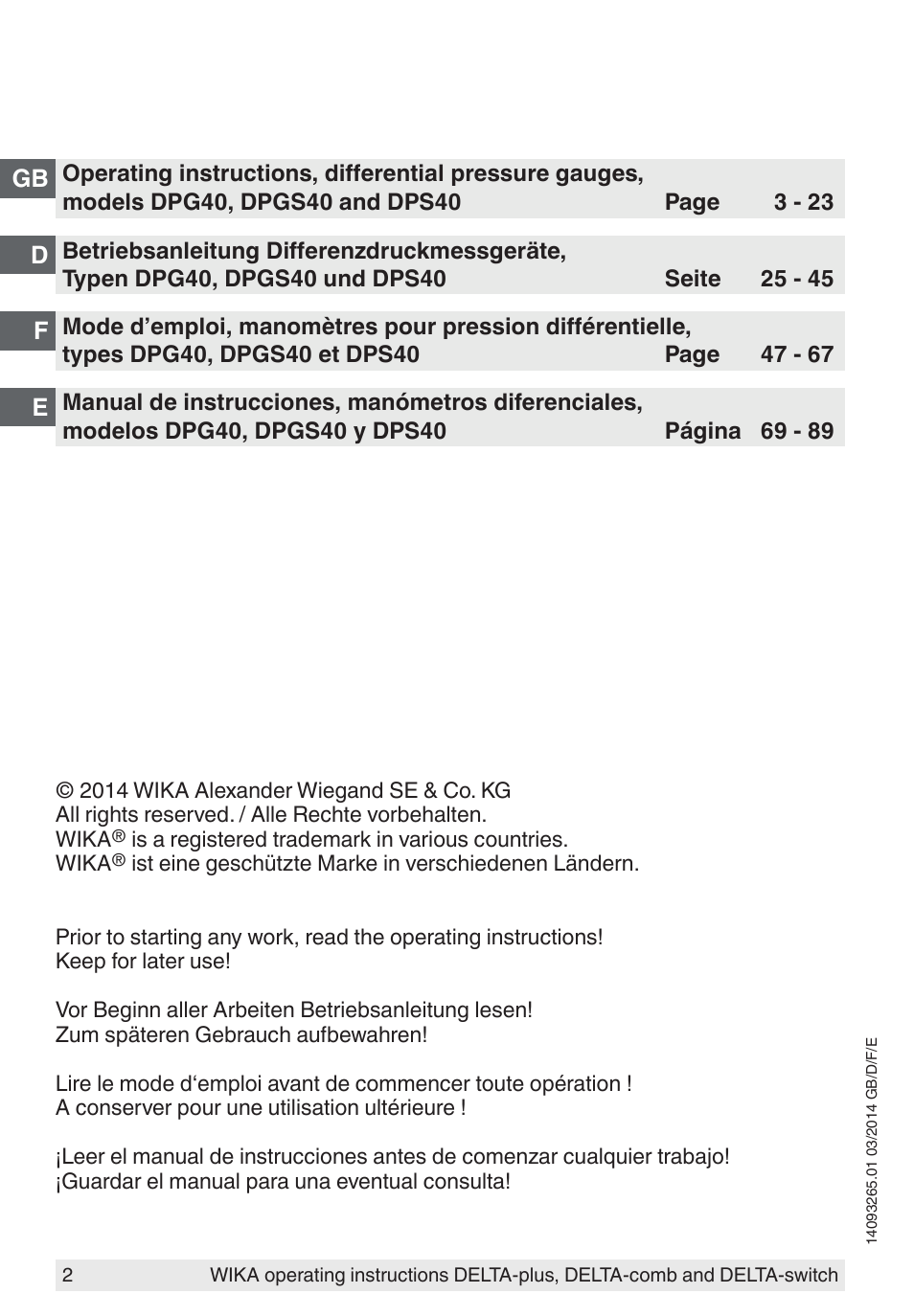 WIKA DPS40 User Manual | Page 2 / 92