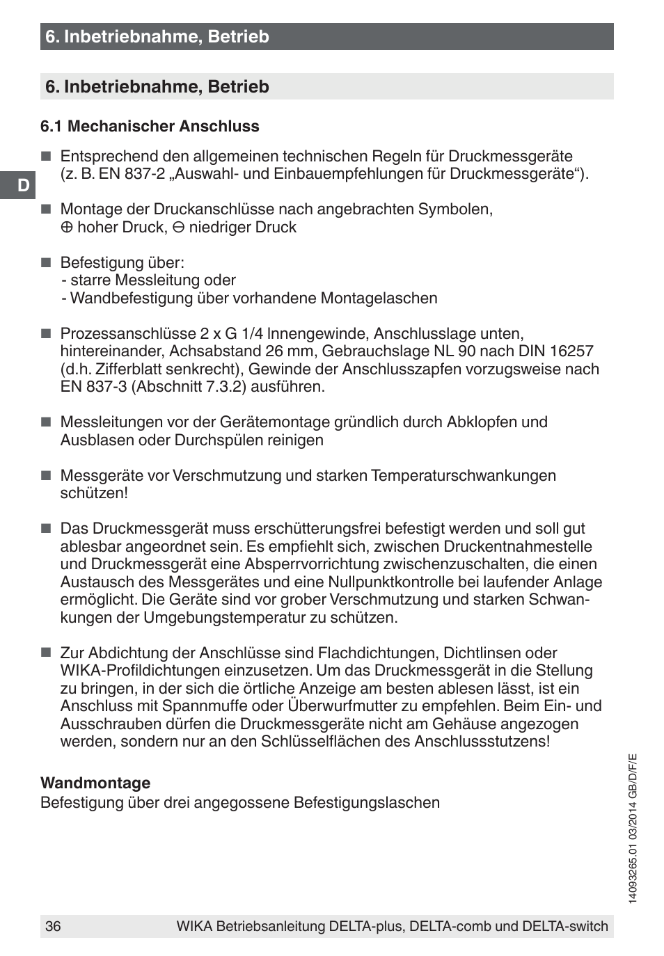 Inbetriebnahme, betrieb | WIKA DPS40 User Manual | Page 36 / 92