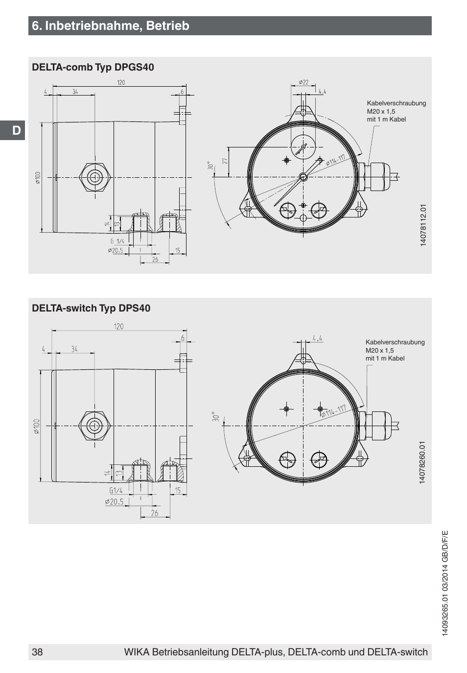 D6. inbetriebnahme, betrieb | WIKA DPS40 User Manual | Page 38 / 92