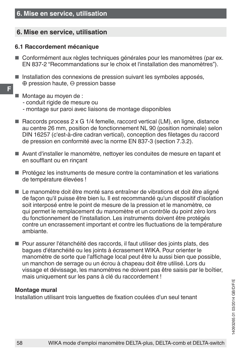 Mise en service, utilisation | WIKA DPS40 User Manual | Page 58 / 92