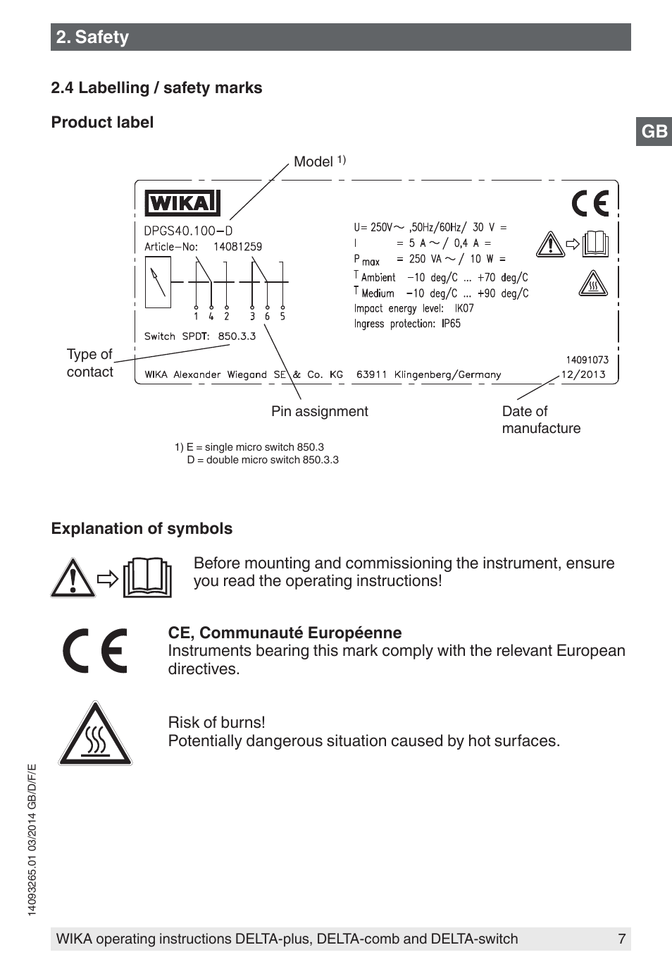 Safety | WIKA DPS40 User Manual | Page 7 / 92