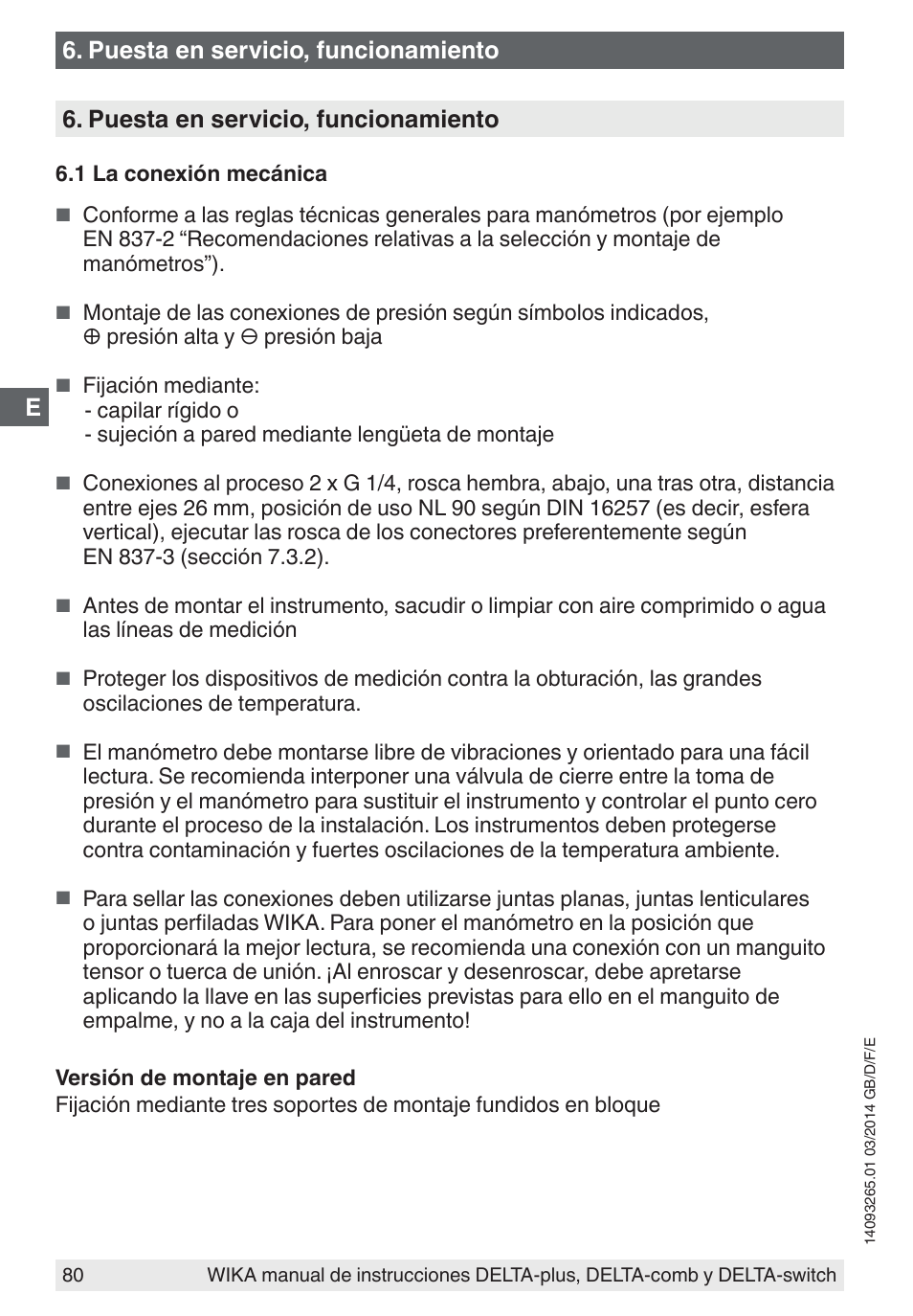 Puesta en servicio, funcionamiento | WIKA DPS40 User Manual | Page 80 / 92