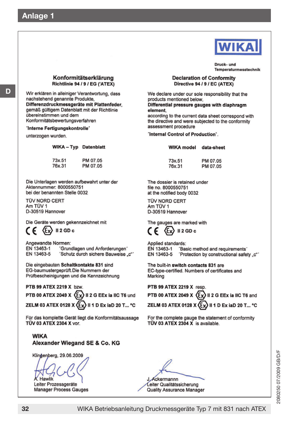 Anlage 1 | WIKA DPGS43HP.160 User Manual | Page 32 / 56