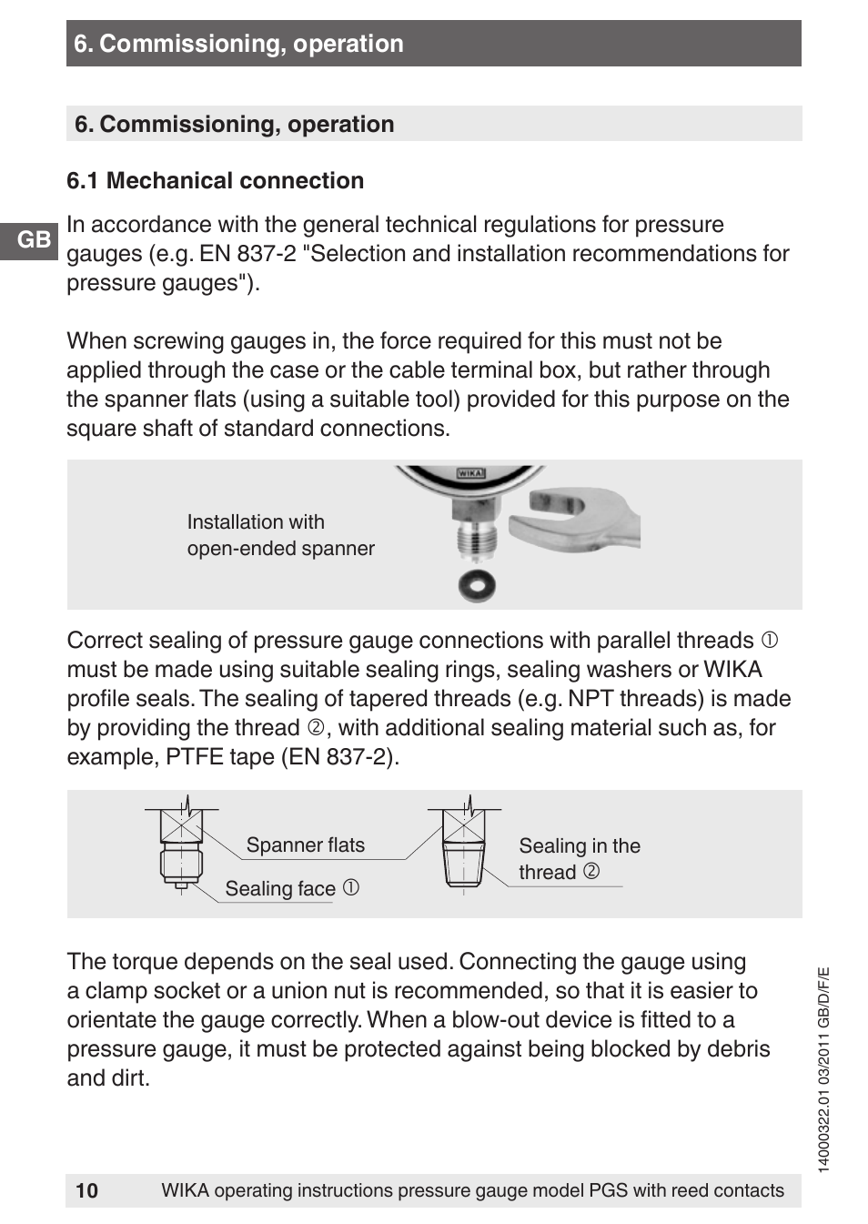 WIKA PGS23.160 User Manual | Page 10 / 60