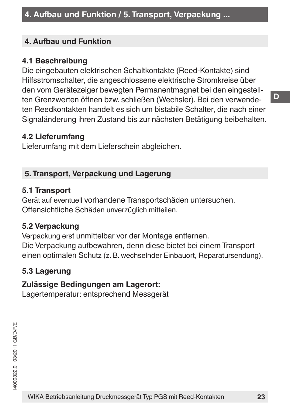 WIKA PGS23.160 User Manual | Page 23 / 60