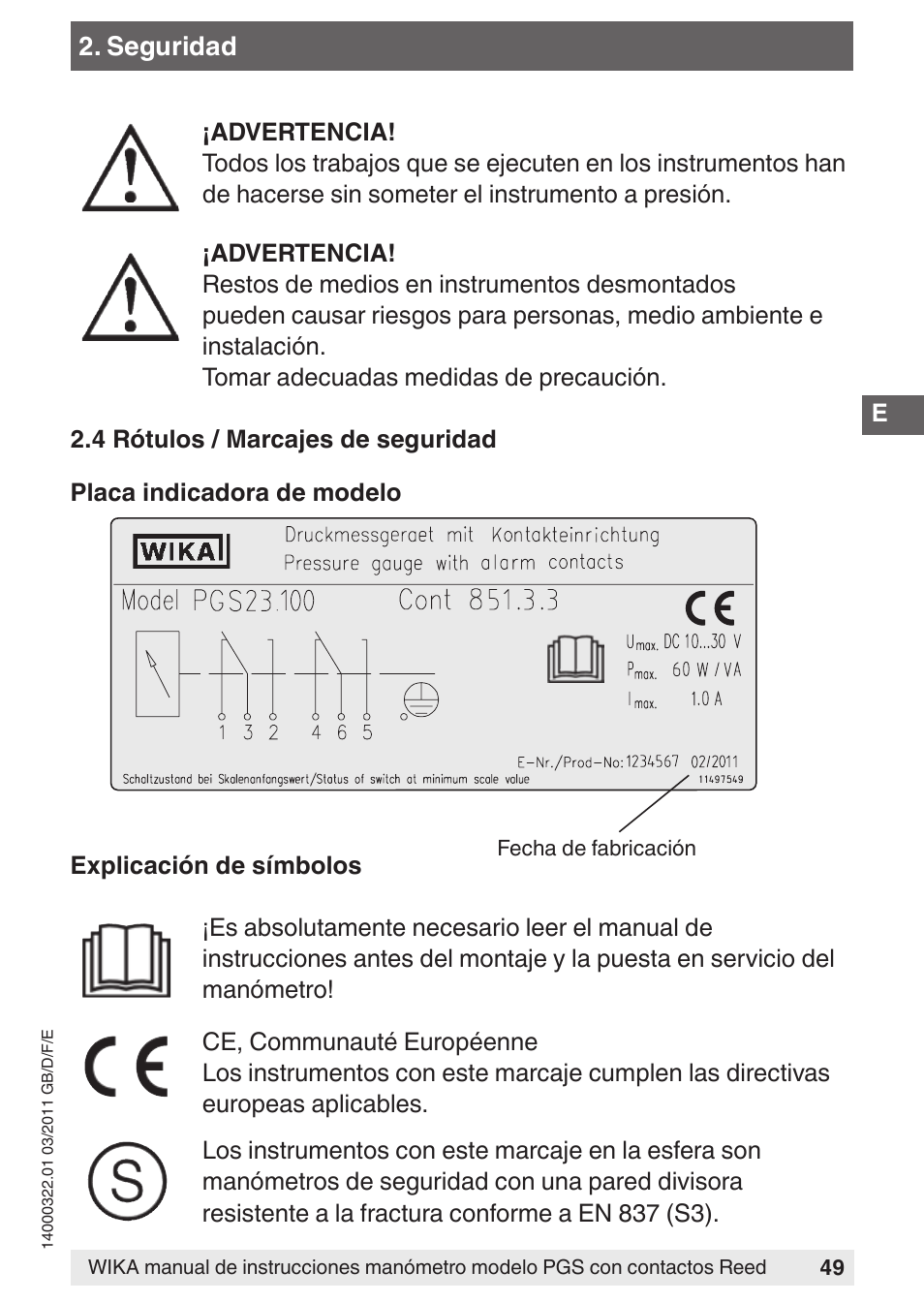 WIKA PGS23.160 User Manual | Page 49 / 60