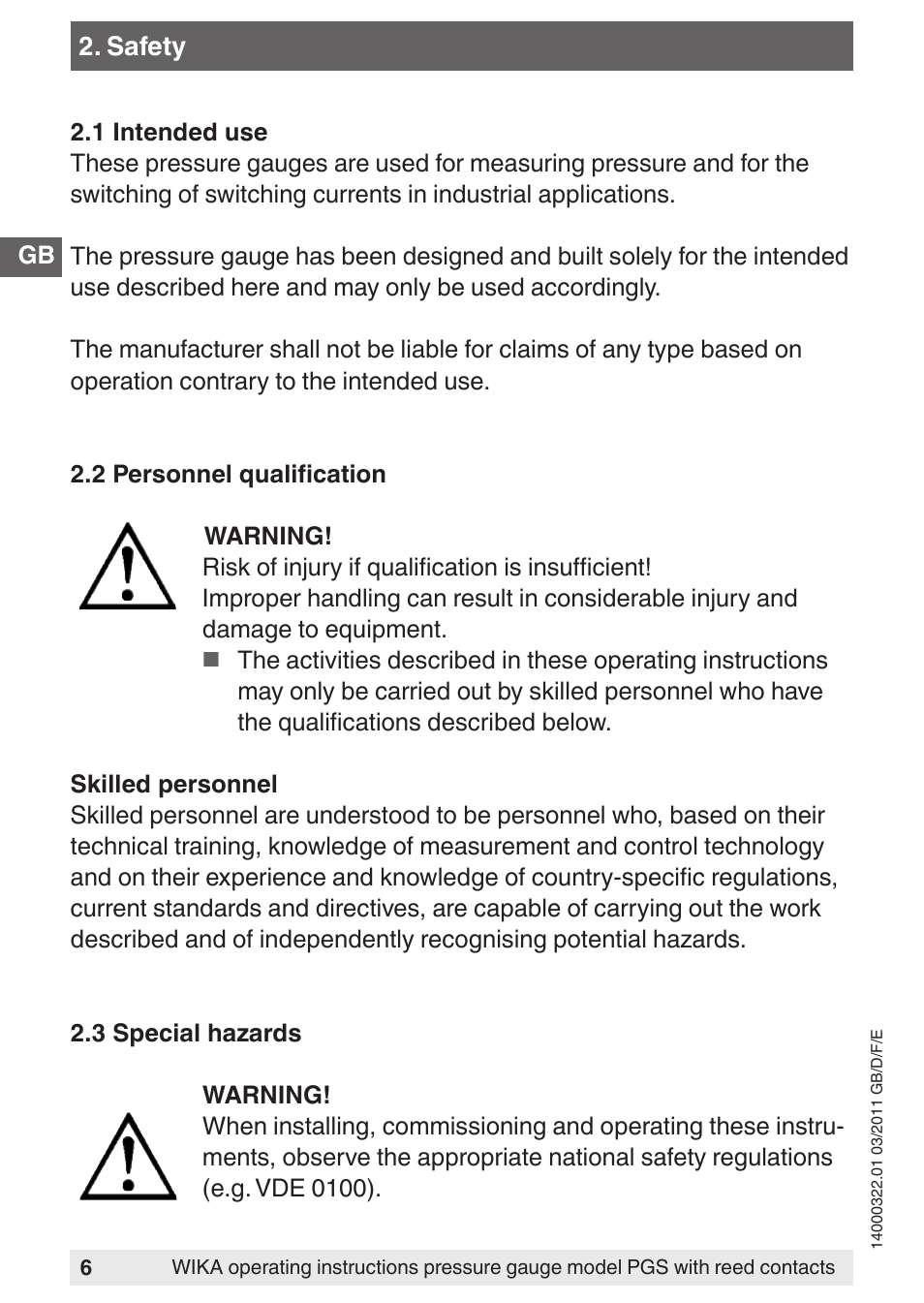 WIKA PGS23.160 User Manual | Page 6 / 60