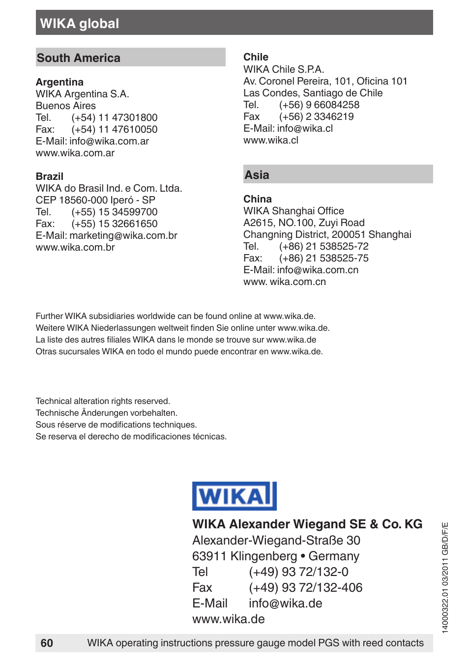 Wika global | WIKA PGS23.160 User Manual | Page 60 / 60