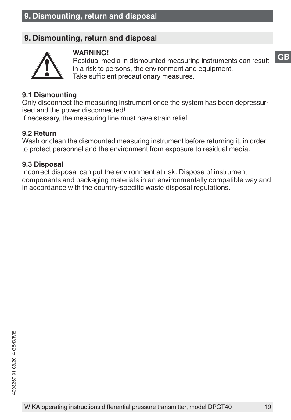 WIKA DPGT40 User Manual | Page 19 / 76