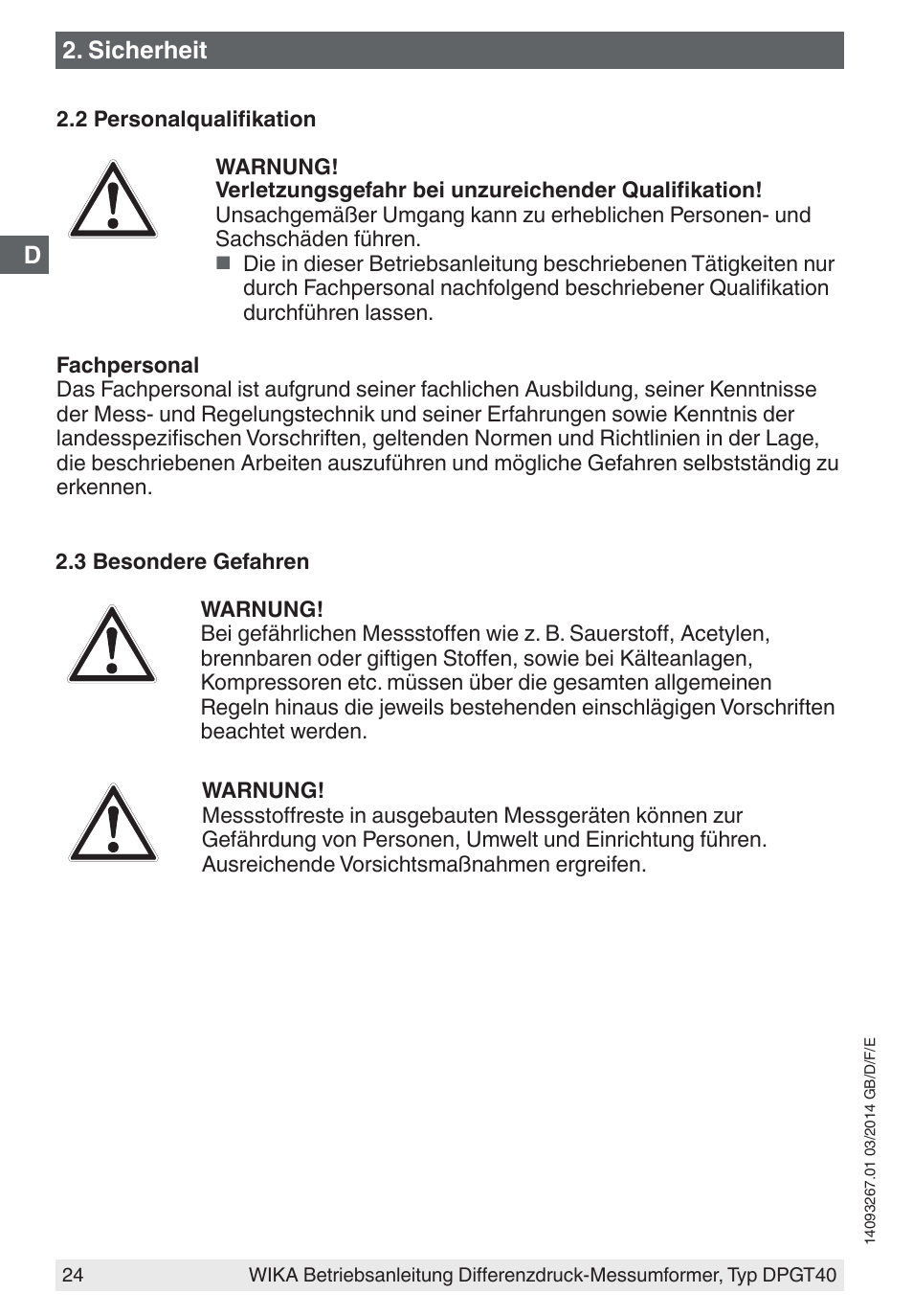 WIKA DPGT40 User Manual | Page 24 / 76