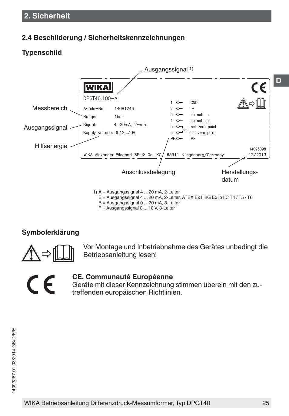 Sicherheit | WIKA DPGT40 User Manual | Page 25 / 76