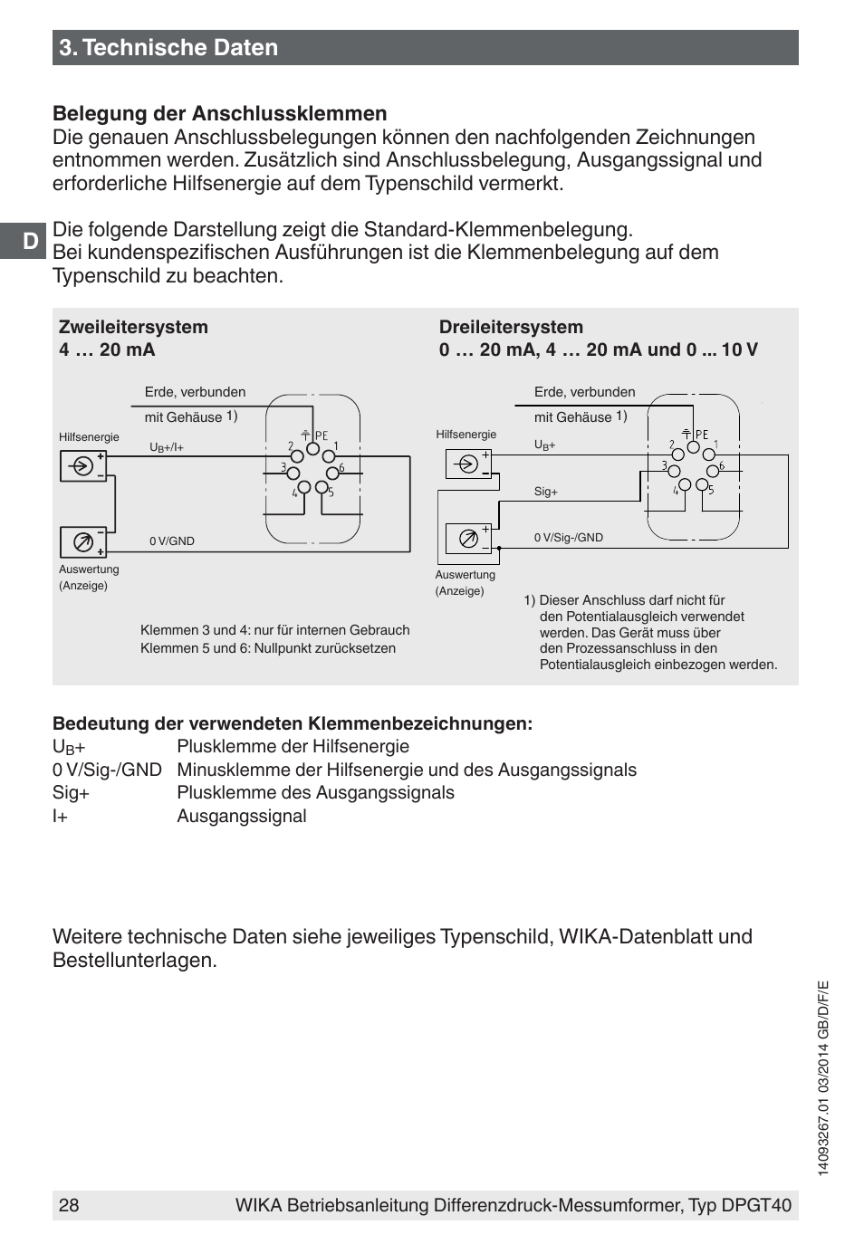 Technische daten | WIKA DPGT40 User Manual | Page 28 / 76