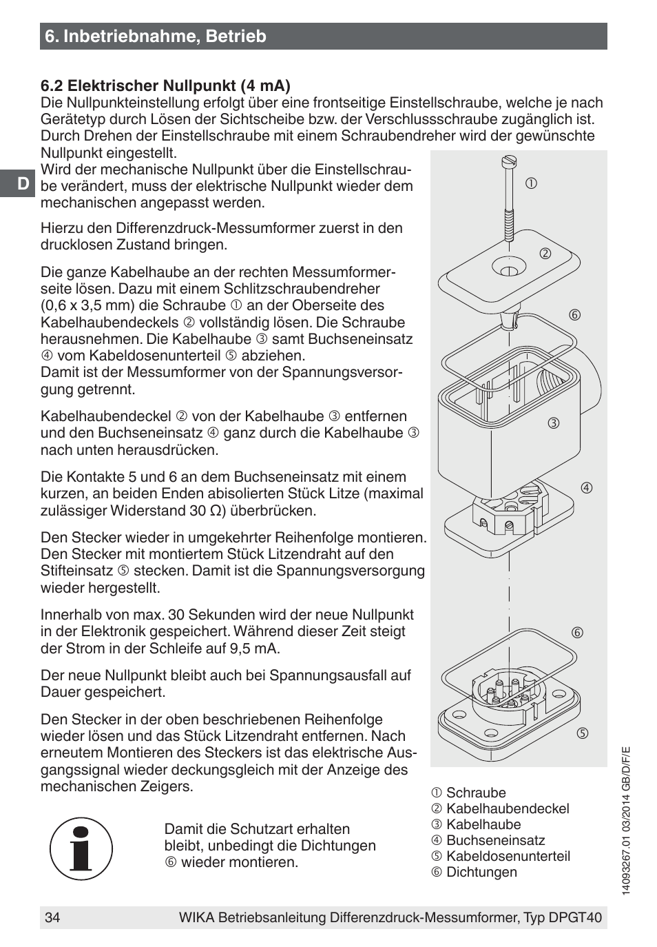 Inbetriebnahme, betrieb | WIKA DPGT40 User Manual | Page 34 / 76