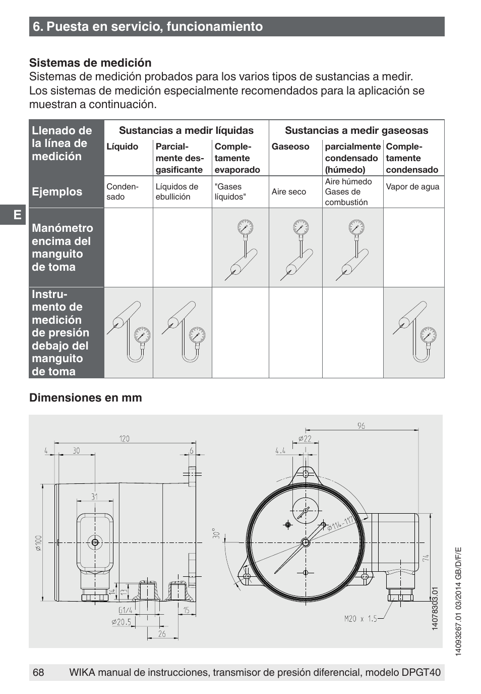 Puesta en servicio, funcionamiento | WIKA DPGT40 User Manual | Page 68 / 76