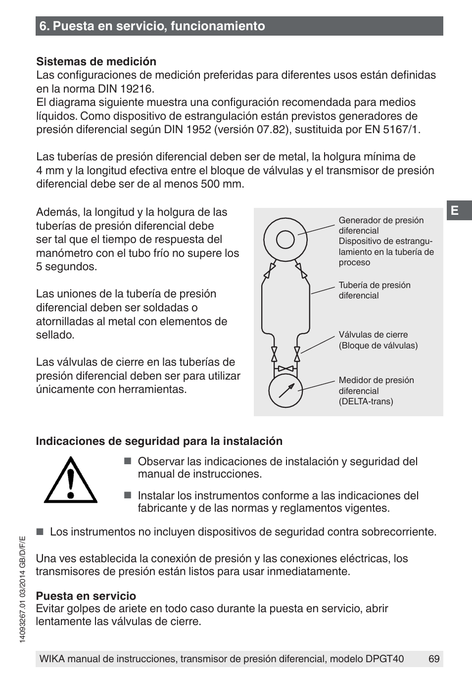 Puesta en servicio, funcionamiento | WIKA DPGT40 User Manual | Page 69 / 76