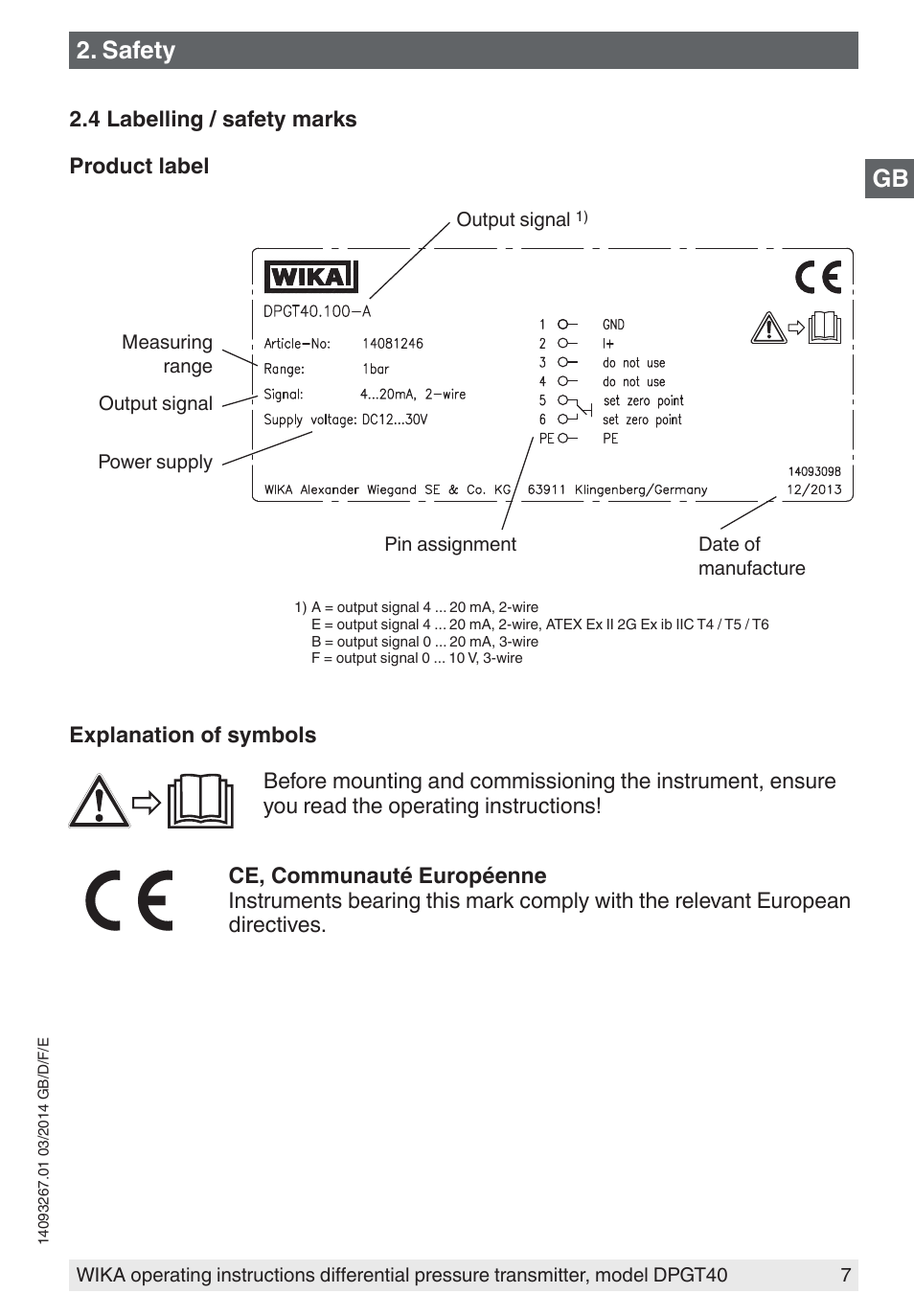 Safety | WIKA DPGT40 User Manual | Page 7 / 76