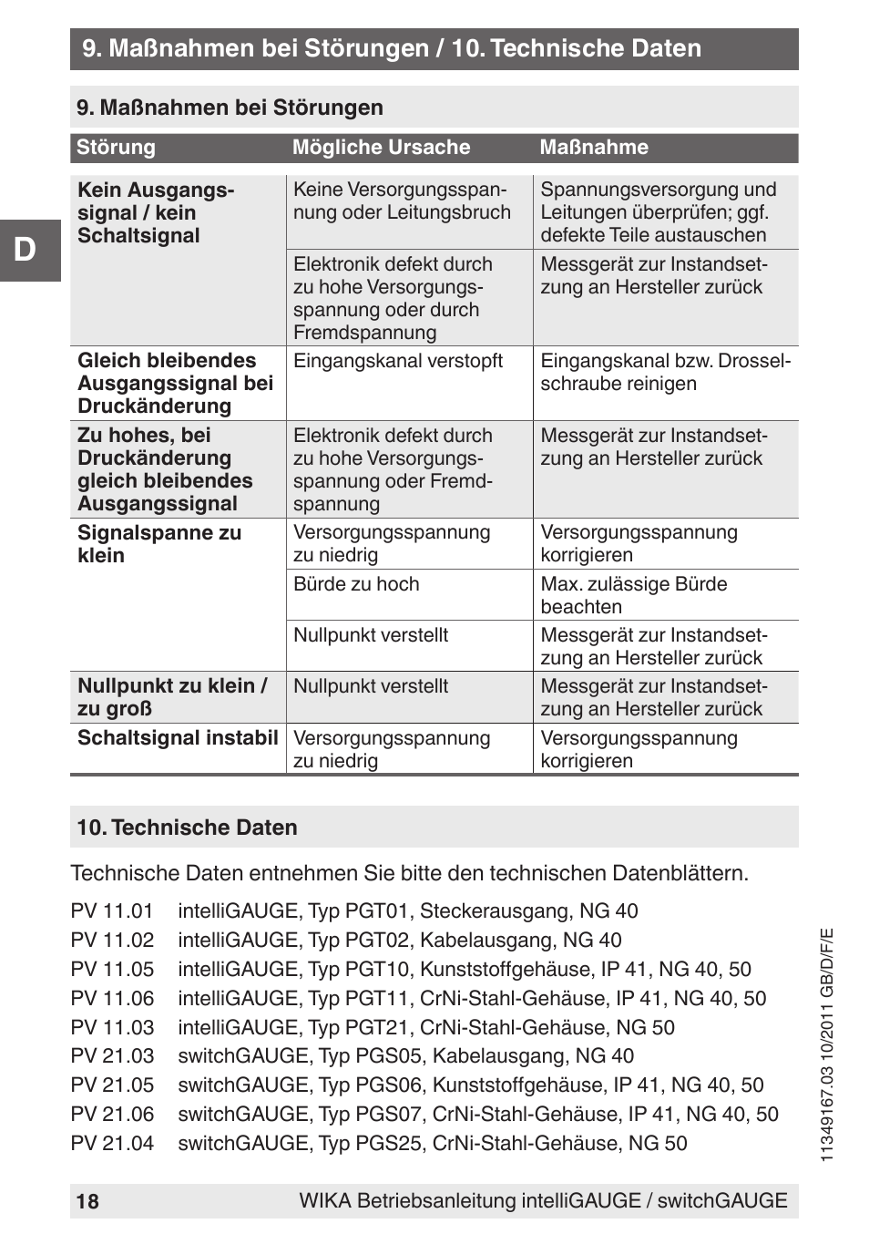 WIKA PGS07 User Manual | Page 18 / 36