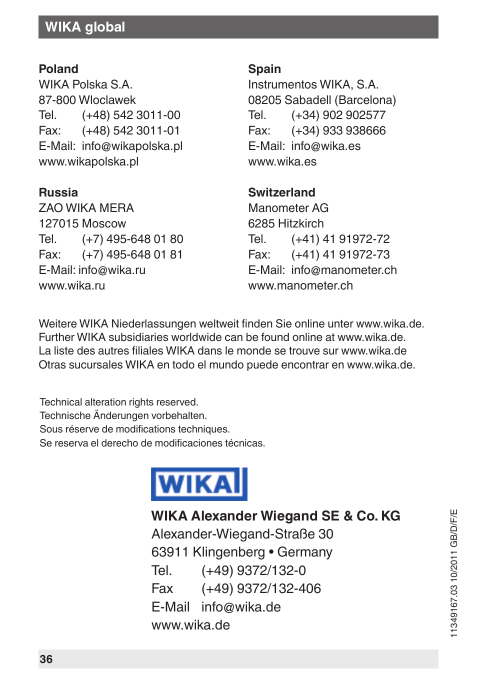 WIKA PGS07 User Manual | Page 36 / 36