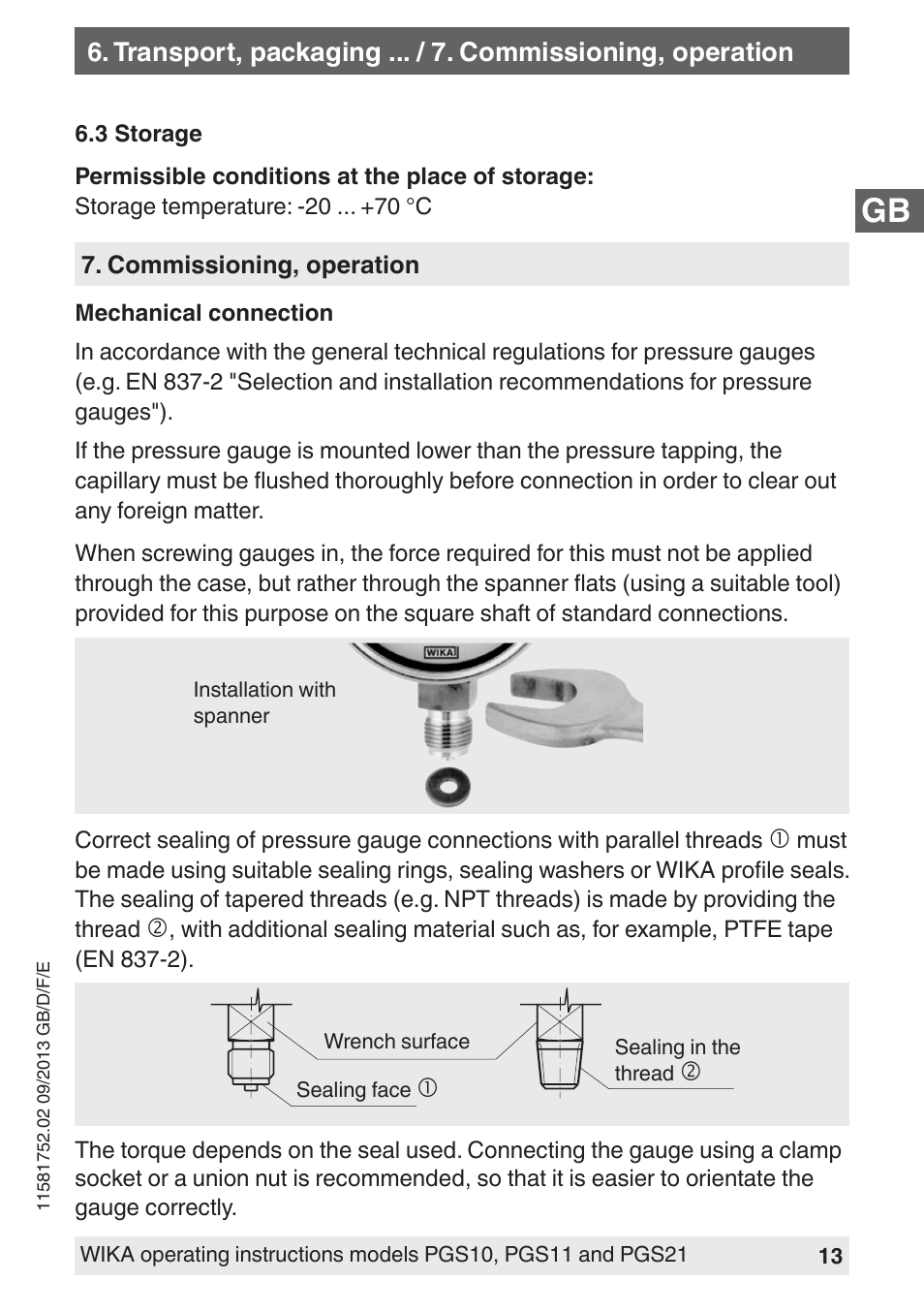 WIKA PGS21 User Manual | Page 13 / 68