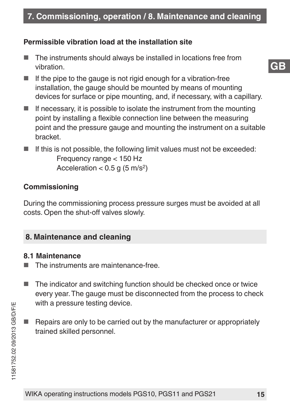 WIKA PGS21 User Manual | Page 15 / 68