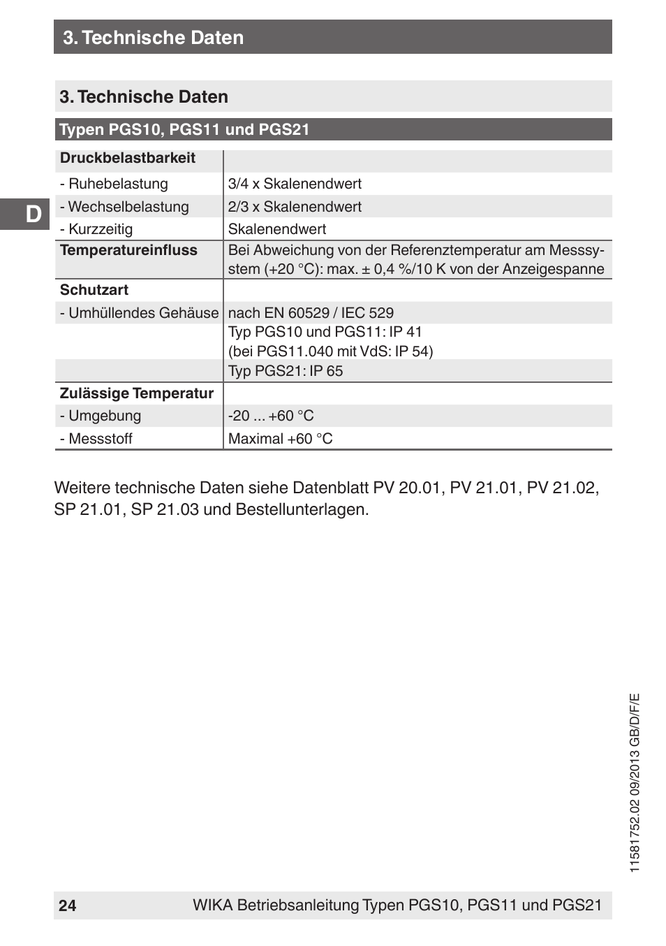 WIKA PGS21 User Manual | Page 24 / 68