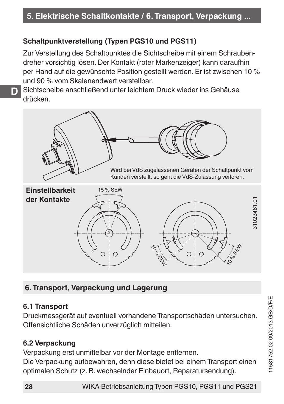 WIKA PGS21 User Manual | Page 28 / 68