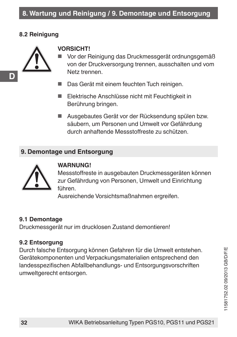 WIKA PGS21 User Manual | Page 32 / 68