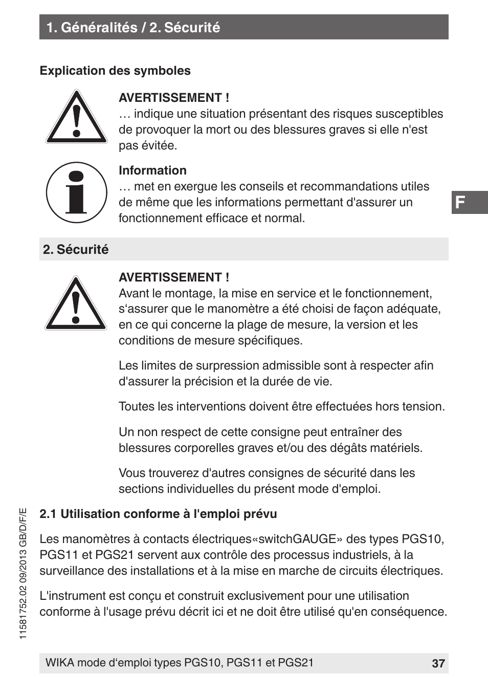 WIKA PGS21 User Manual | Page 37 / 68