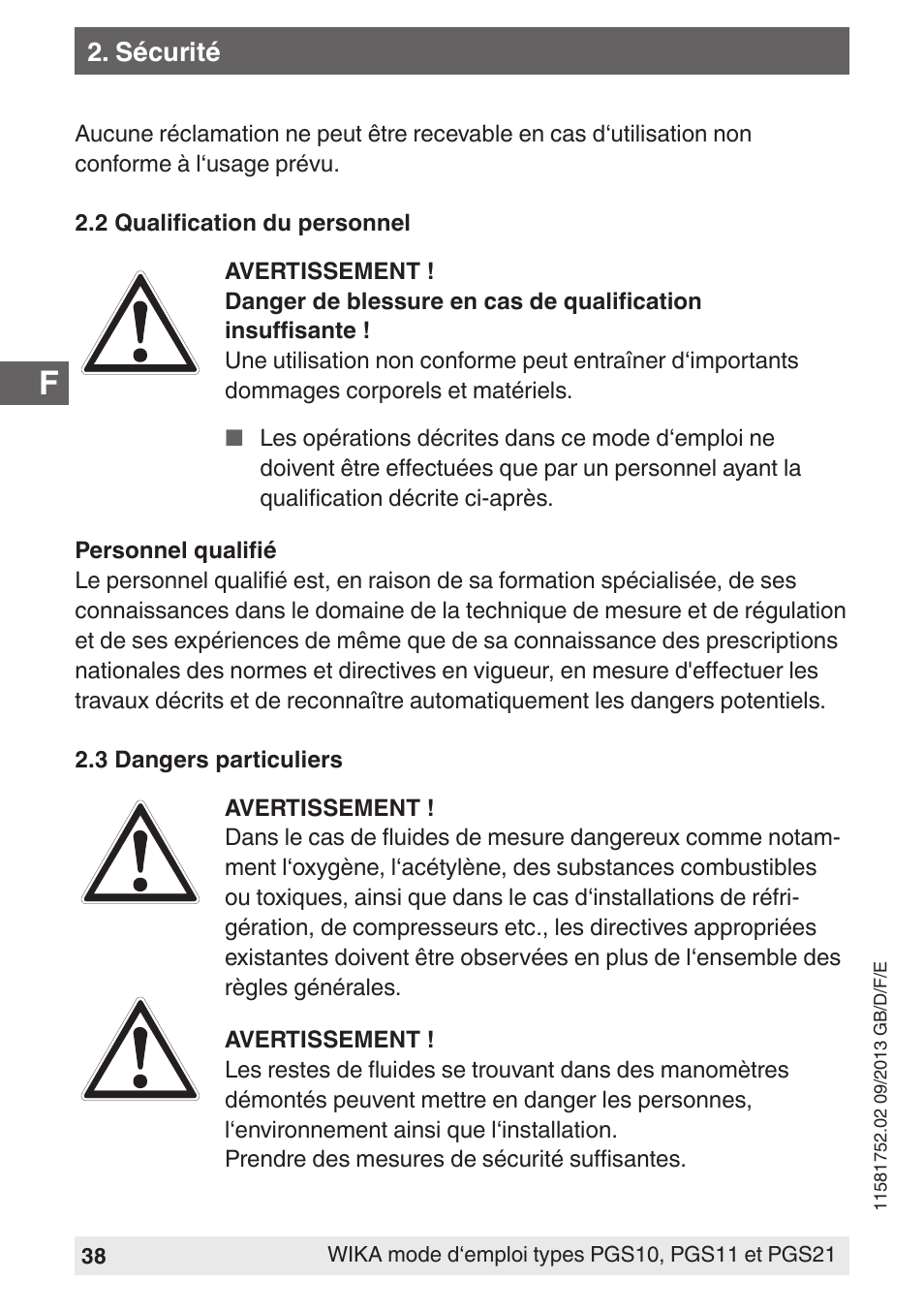 WIKA PGS21 User Manual | Page 38 / 68