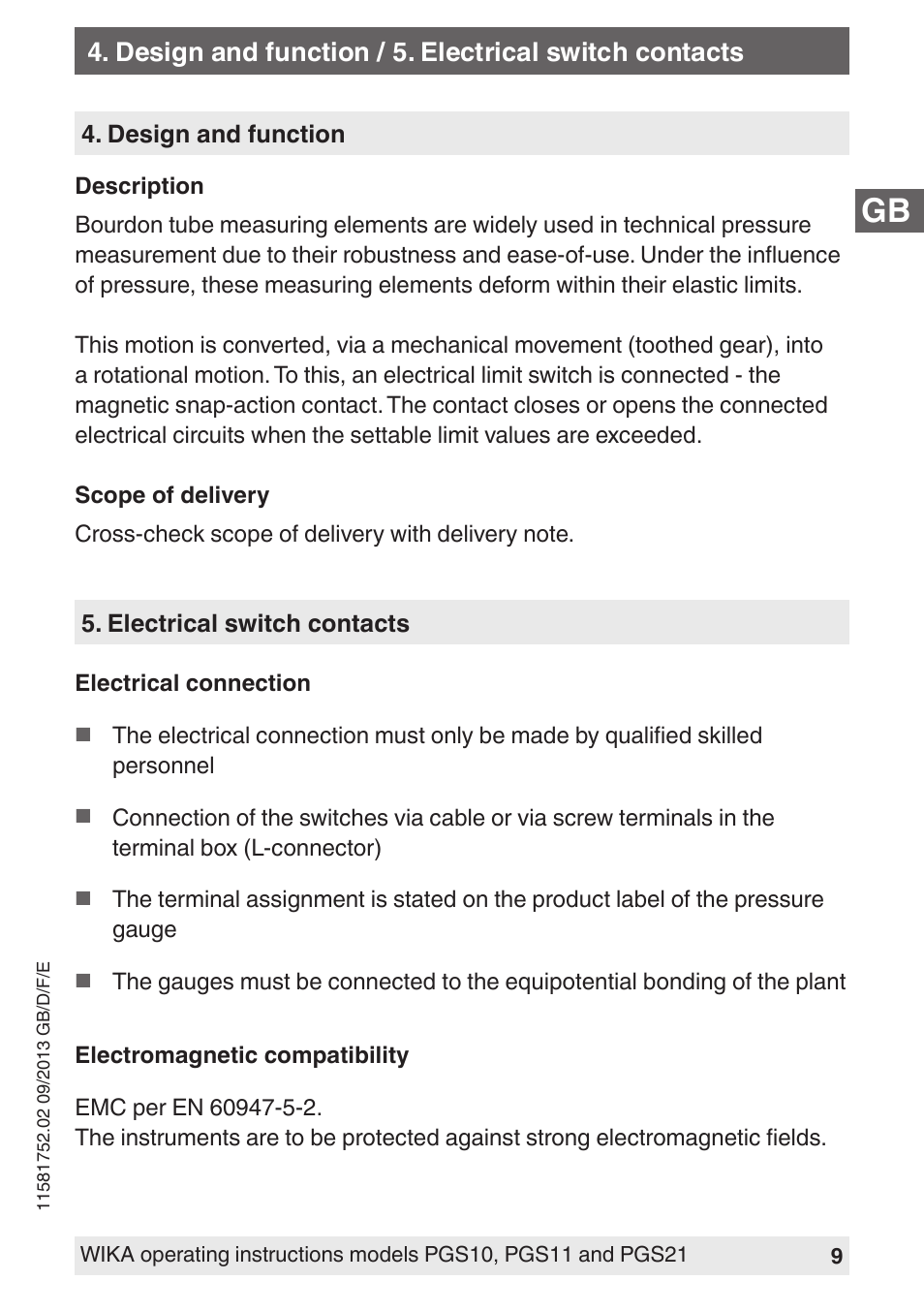 WIKA PGS21 User Manual | Page 9 / 68
