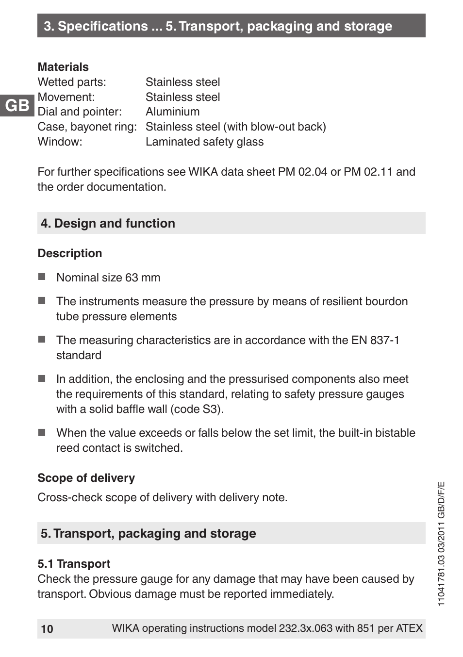 WIKA PGS23.063 User Manual | Page 10 / 56