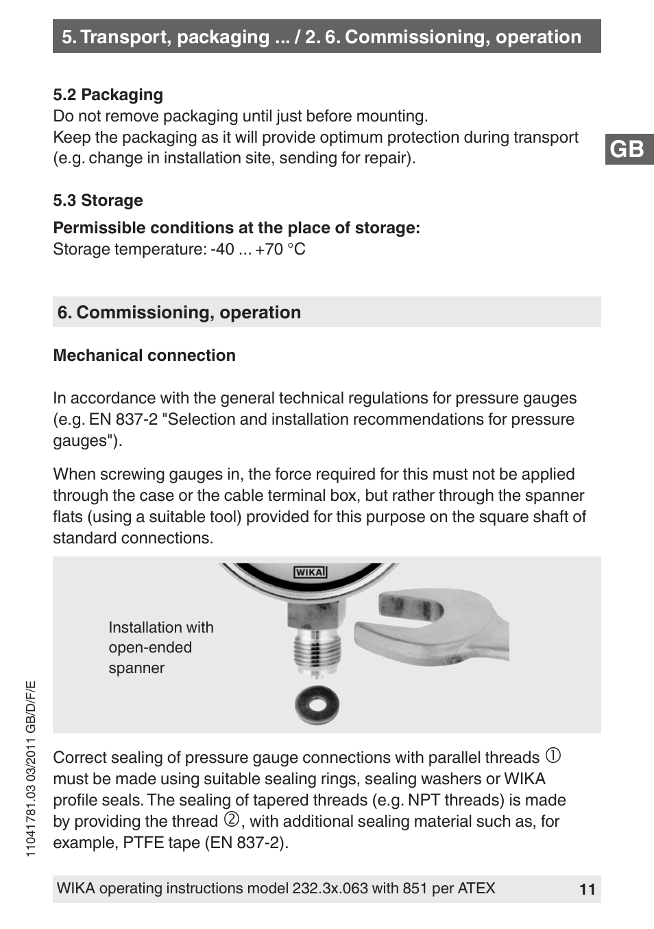 WIKA PGS23.063 User Manual | Page 11 / 56