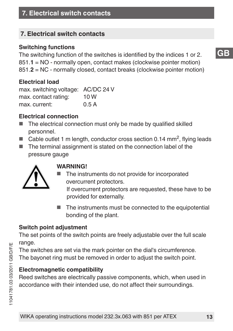 WIKA PGS23.063 User Manual | Page 13 / 56