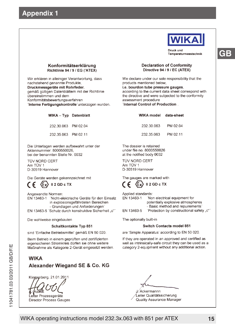 WIKA PGS23.063 User Manual | Page 15 / 56