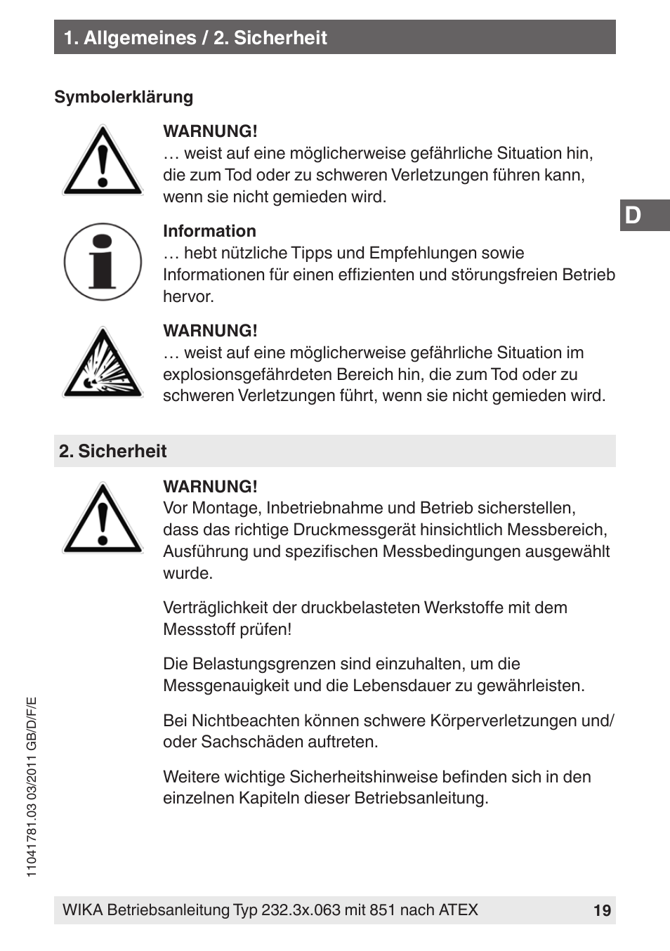 WIKA PGS23.063 User Manual | Page 19 / 56
