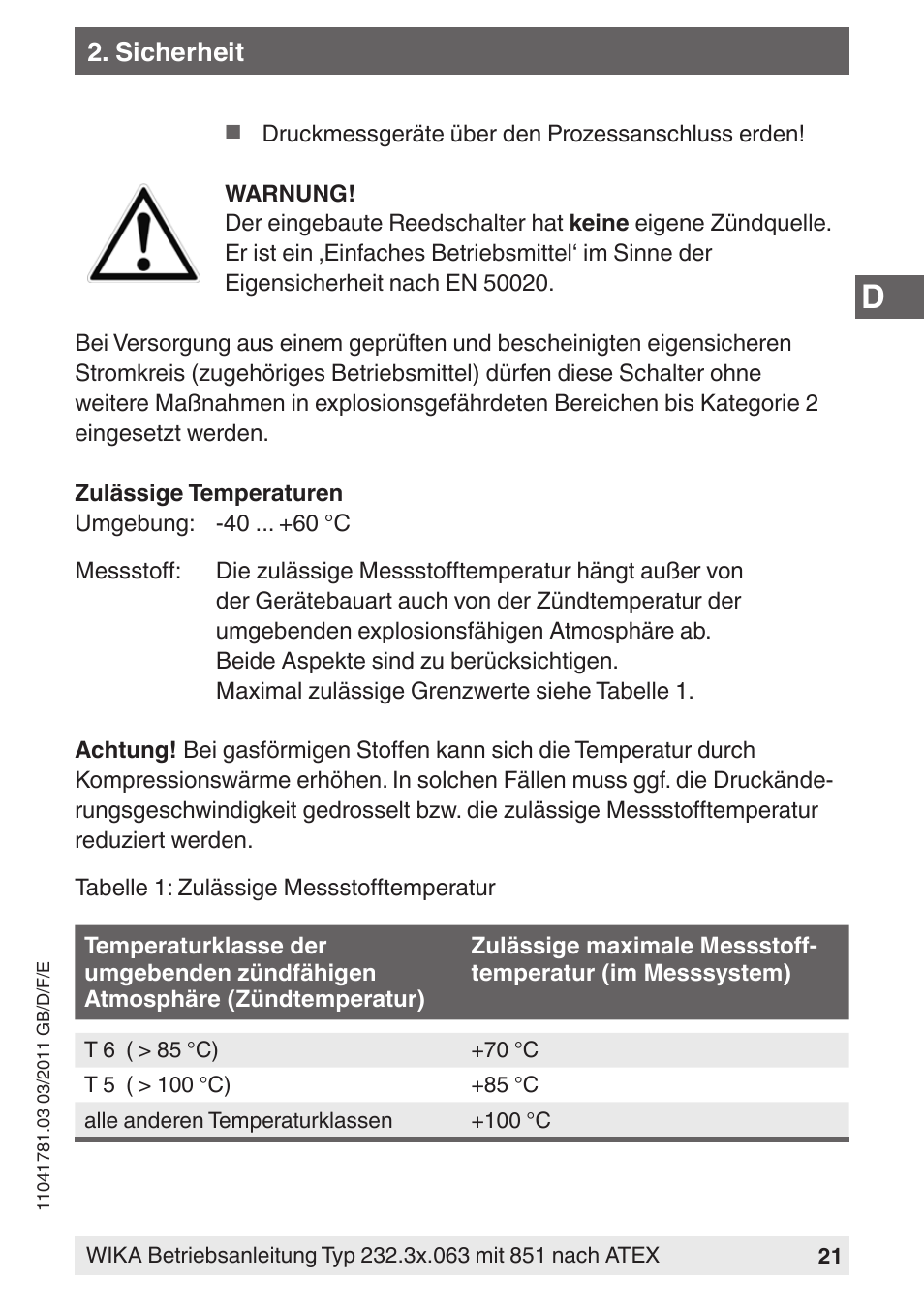 WIKA PGS23.063 User Manual | Page 21 / 56