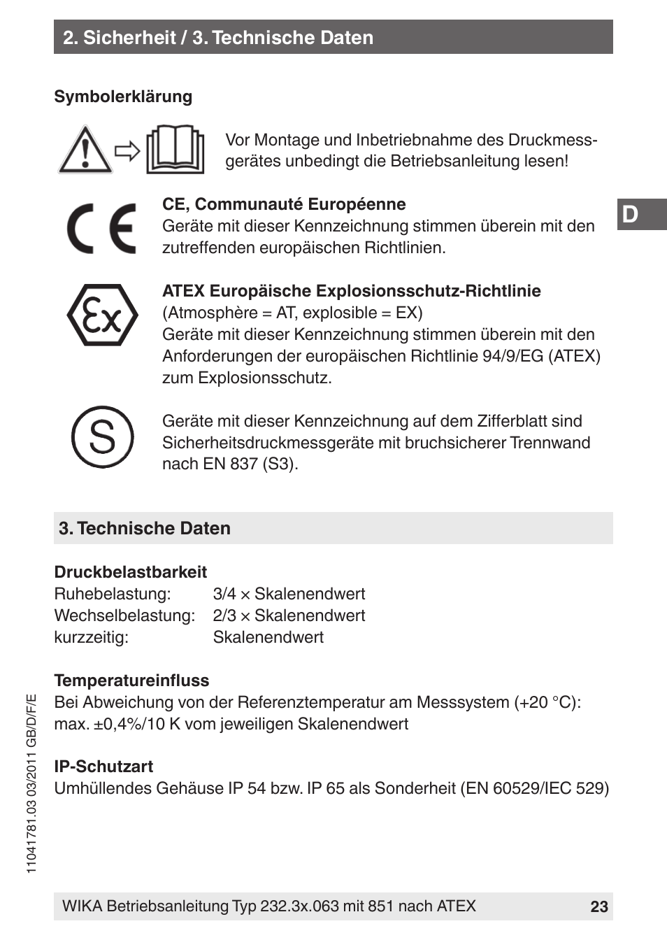 WIKA PGS23.063 User Manual | Page 23 / 56